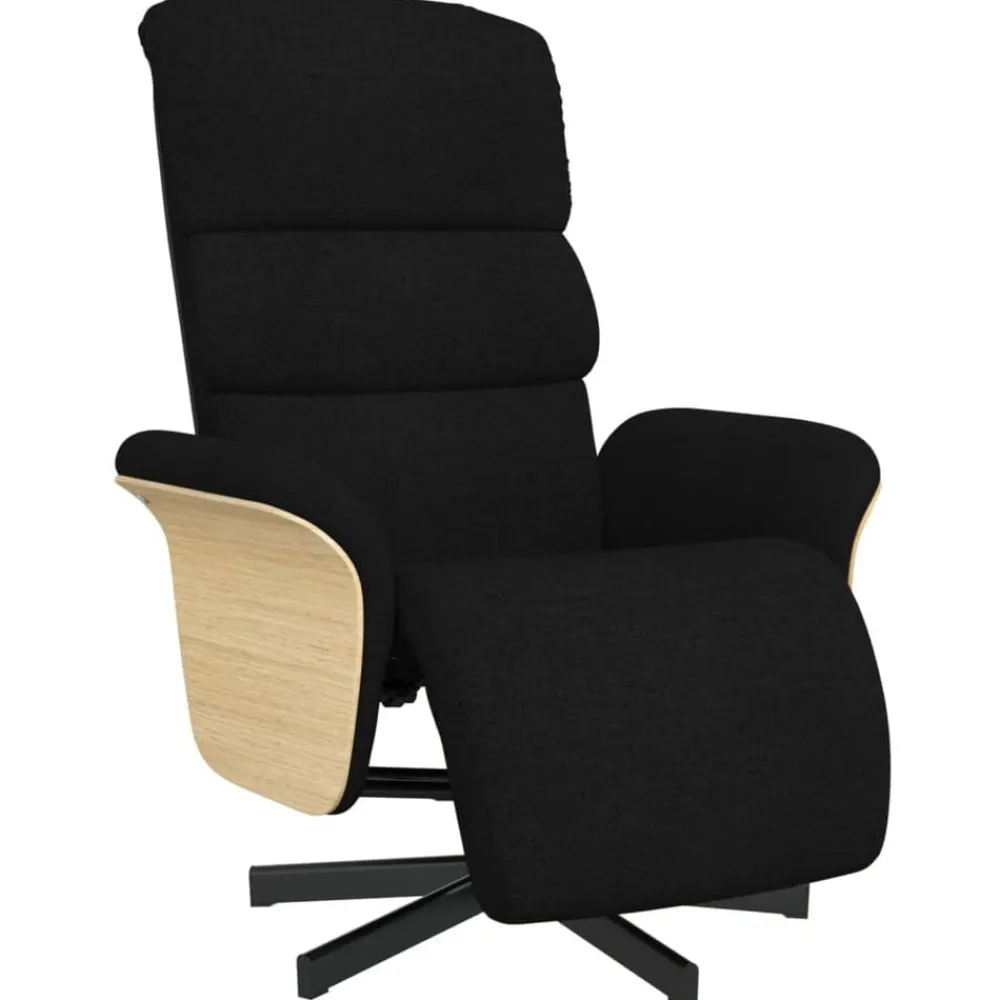 vidaXL Sillón reclinable con reposapiés tela negra Negro Online