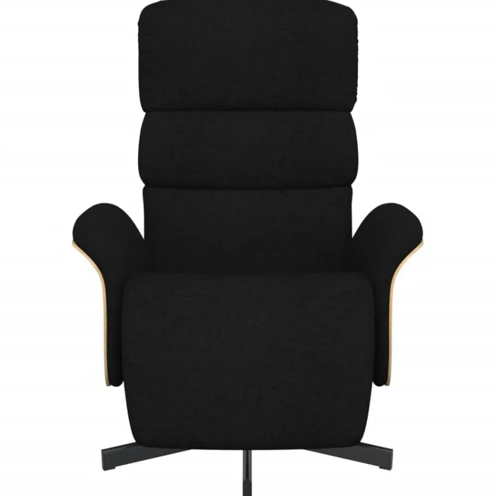vidaXL Sillón reclinable con reposapiés tela negra Negro Online