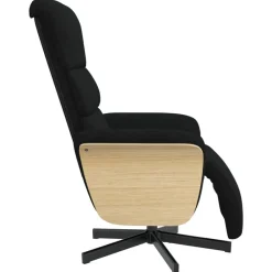 vidaXL Sillón reclinable con reposapiés tela negra Negro Online