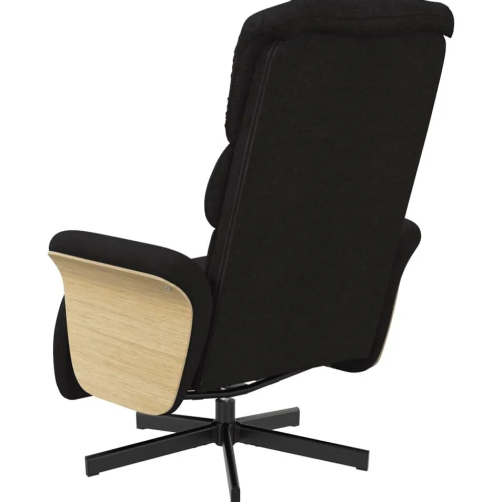 vidaXL Sillón reclinable con reposapiés tela negra Negro Online