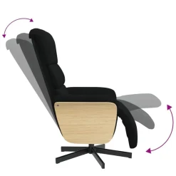 vidaXL Sillón reclinable con reposapiés tela negra Negro Online