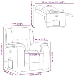 vidaXL Sillón reclinable con masaje de tela marrón Marrón Best