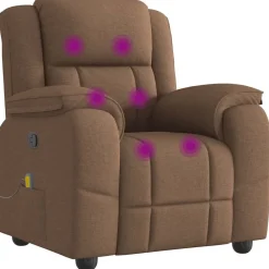 vidaXL Sillón reclinable con masaje de tela marrón Marrón Best