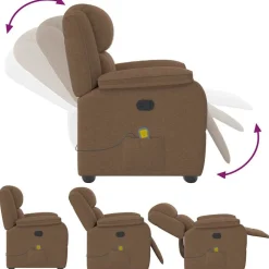 vidaXL Sillón reclinable con masaje de tela marrón Marrón Best