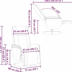 vidaXL Sillas-Sillón reclinable con masaje giratorio 71 x 90 x 105 cm