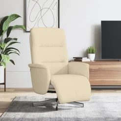 vidaXL Sillón reclinable con reposapiés tela color Crema New