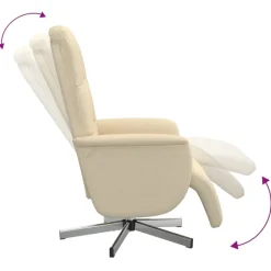 vidaXL Sillón reclinable con reposapiés tela color Crema New