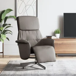 vidaXL Sillón reclinable con reposapiés tela gris taupe Taupé Outlet