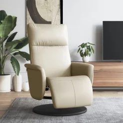 vidaXL Sillón reclinable con reposapiés cuero sintético color Crema