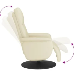 vidaXL Sillón reclinable con reposapiés cuero sintético color Crema