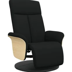 vidaXL Sillas-Sillón reclinable con reposapiés tela negra