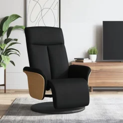 vidaXL Sillas-Sillón reclinable con reposapiés tela negra