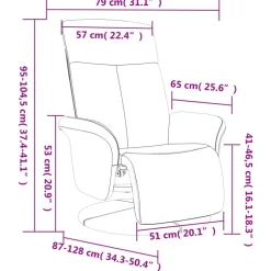 vidaXL Sillas-Sillón reclinable con reposapiés tela negra