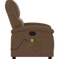 vidaXL Sillas-Sillón reclinable con masaje de tela marrón
