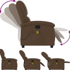 vidaXL Sillas-Sillón reclinable con masaje de tela marrón
