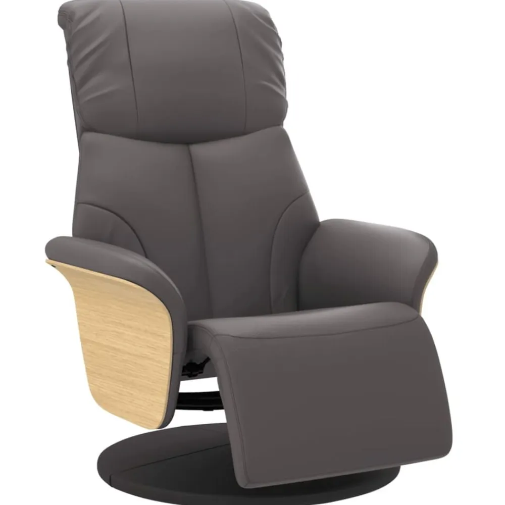 vidaXL Sillón reclinable con reposapiés cuero sintético Gris Discount