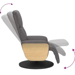 vidaXL Sillón reclinable con reposapiés cuero sintético Gris Discount