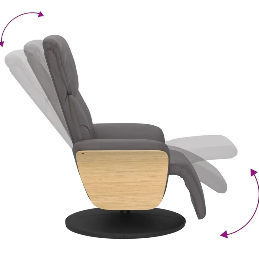 vidaXL Sillón reclinable con reposapiés cuero sintético Gris Discount