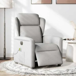 vidaXL Sillón reclinable de masaje eléctrico tela Gris nube