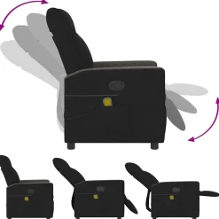 vidaXL Sillón reclinable de masaje de tela Negro Best