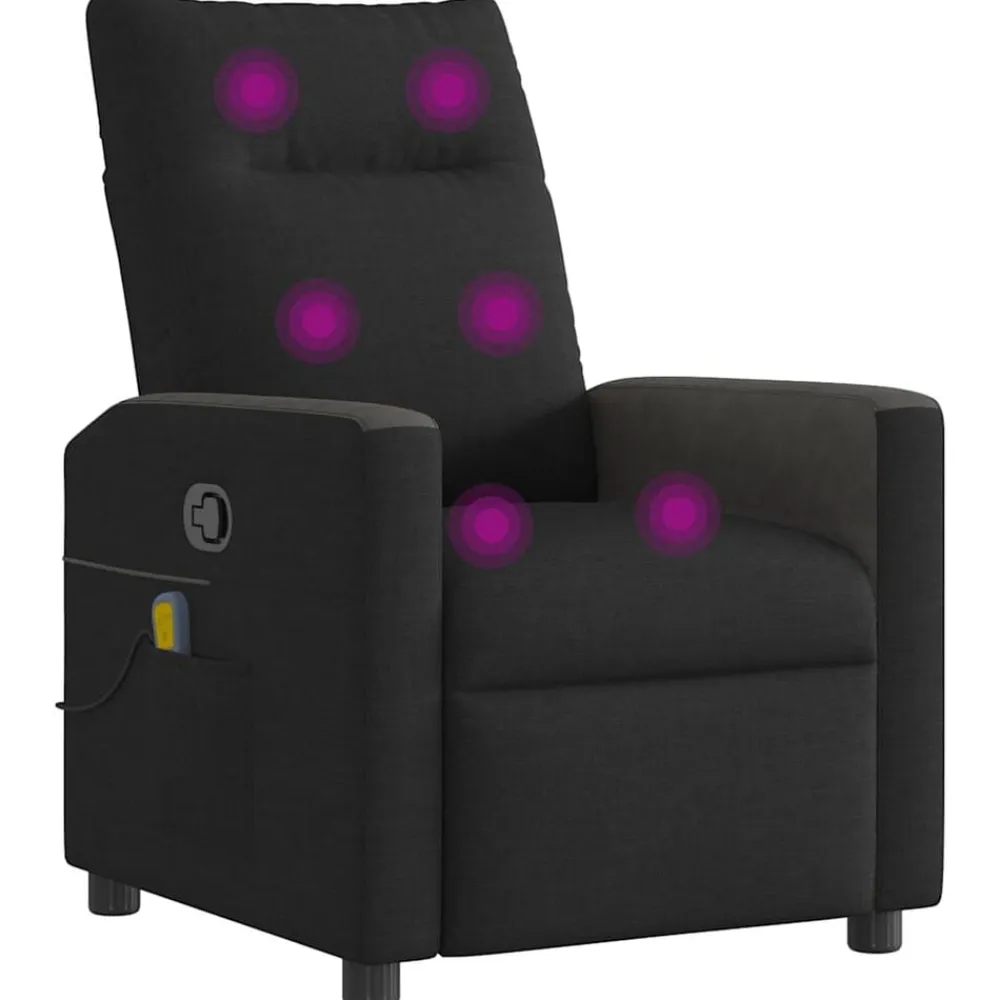 vidaXL Sillón reclinable de masaje de tela Negro Best