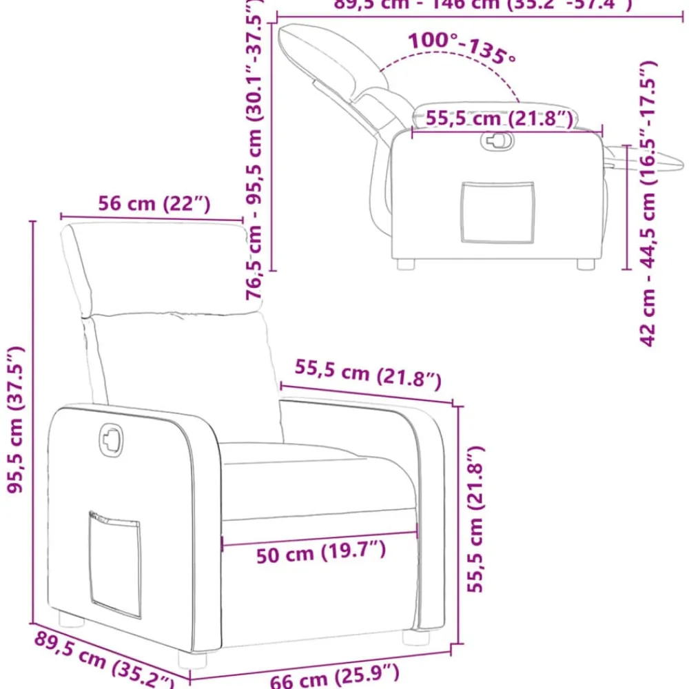 vidaXL Sillas-Sillón reclinable de cuero sintético