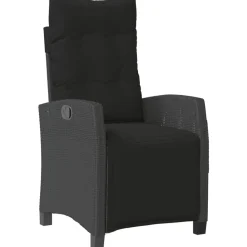 vidaXL Sillón reclinable de jardín con reposapiés ratán PE Negro Discount
