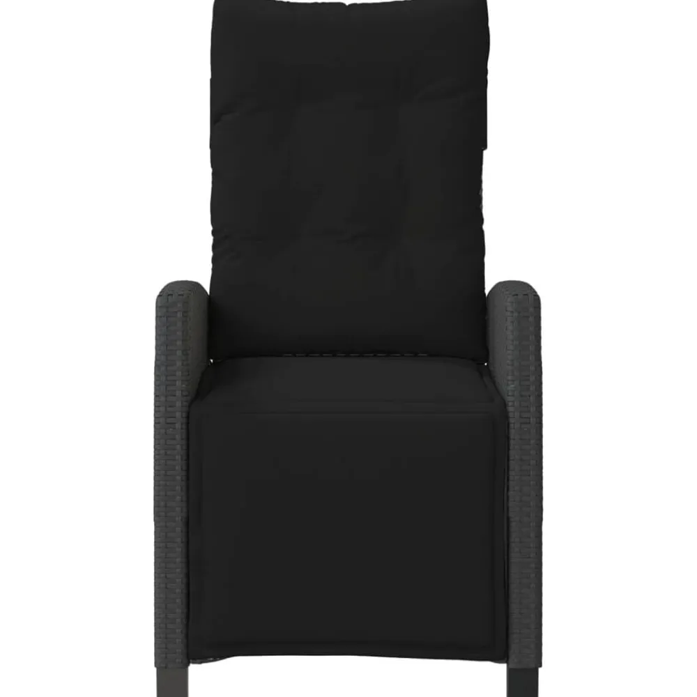 vidaXL Sillón reclinable de jardín con reposapiés ratán PE Negro Discount