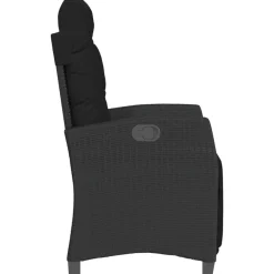 vidaXL Sillón reclinable de jardín con reposapiés ratán PE Negro Discount