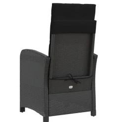 vidaXL Sillón reclinable de jardín con reposapiés ratán PE Negro Discount