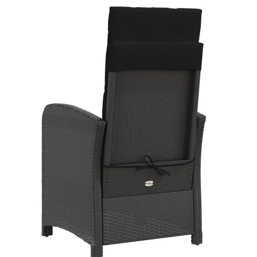 vidaXL Sillón reclinable de jardín con reposapiés ratán PE Negro Discount