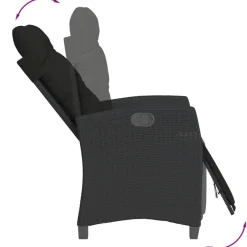 vidaXL Sillón reclinable de jardín con reposapiés ratán PE Negro Discount