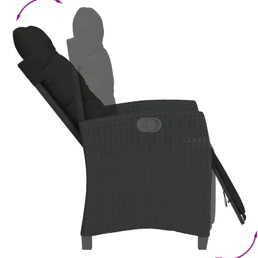 vidaXL Sillón reclinable de jardín con reposapiés ratán PE Negro Discount
