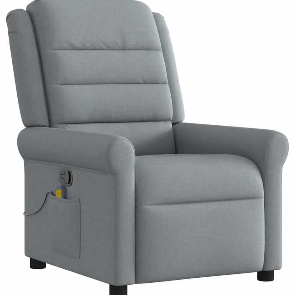 vidaXL Sillas-Sillón reclinable de masaje de tela