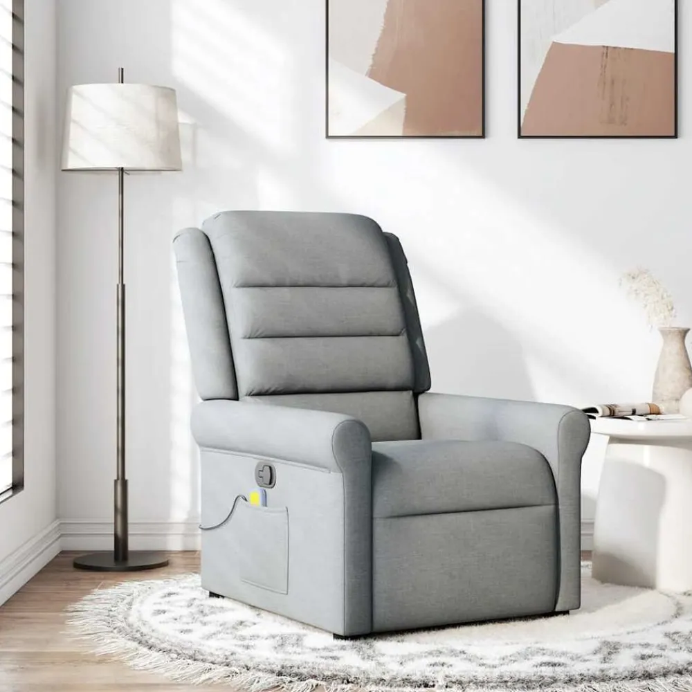 vidaXL Sillas-Sillón reclinable de masaje de tela
