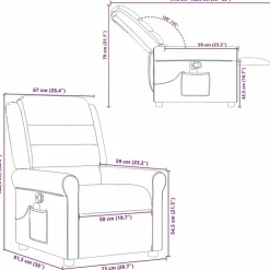 vidaXL Sillas-Sillón reclinable de masaje de tela