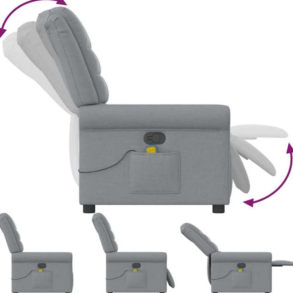 vidaXL Sillas-Sillón reclinable de masaje de tela