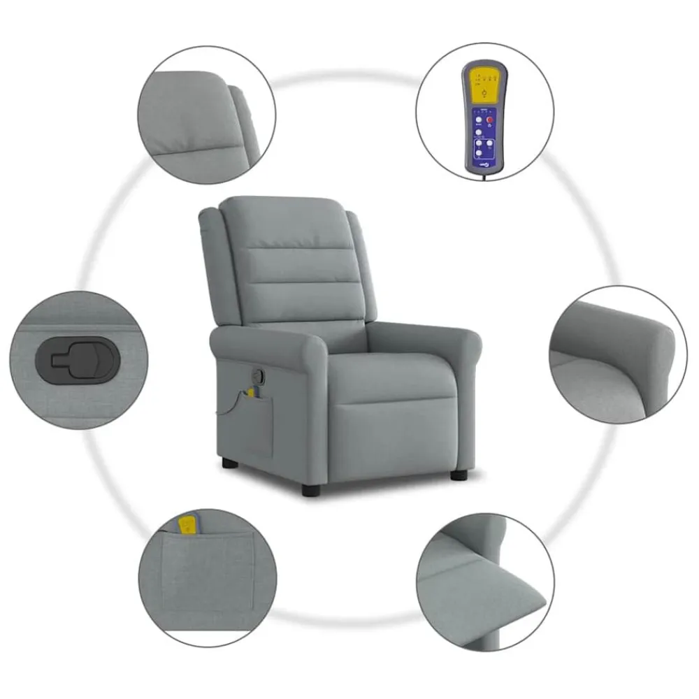 vidaXL Sillas-Sillón reclinable de masaje de tela