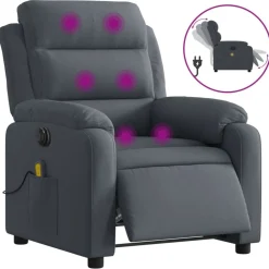 vidaXL Sillón reclinable de masaje eléctrico terciopelo Gris oscuro New
