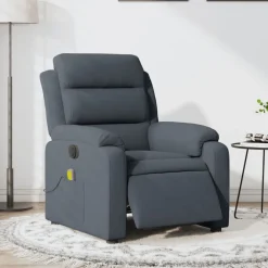 vidaXL Sillón reclinable de masaje eléctrico terciopelo Gris oscuro New