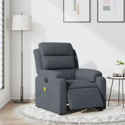 vidaXL Sillón reclinable de masaje eléctrico terciopelo Gris oscuro New