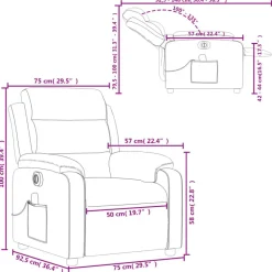 vidaXL Sillón reclinable de masaje eléctrico terciopelo Gris oscuro New