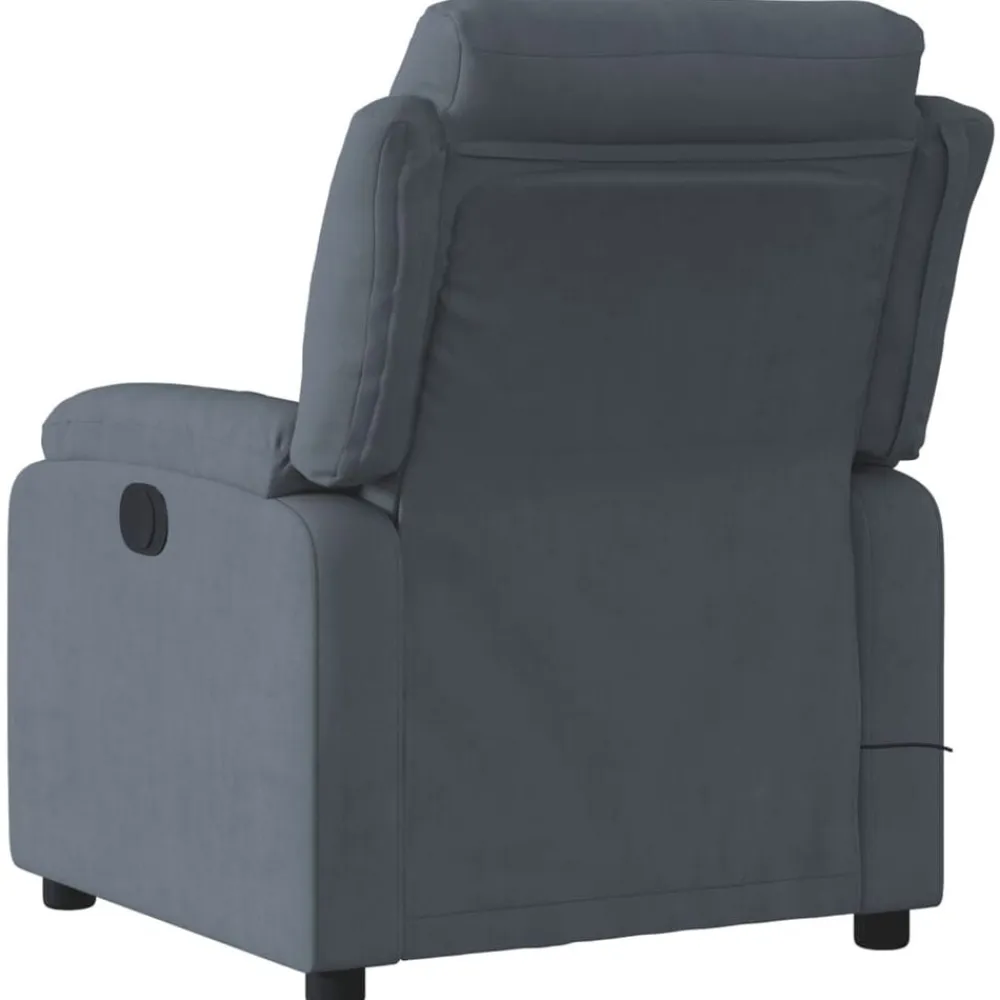 vidaXL Sillón reclinable de masaje eléctrico terciopelo Gris oscuro New