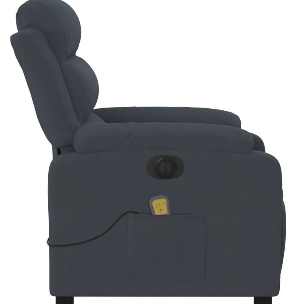 vidaXL Sillón reclinable de masaje eléctrico terciopelo Gris oscuro New