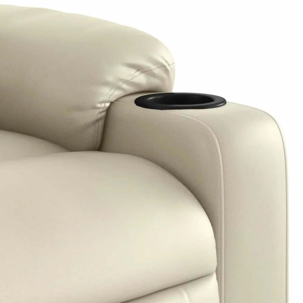 vidaXL Sillón reclinable de masaje de pie cuero artificial color Crema Discount