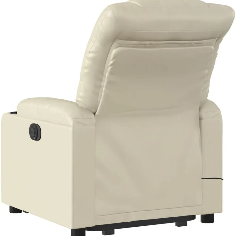 vidaXL Sillón reclinable de masaje de pie cuero artificial color Crema Discount