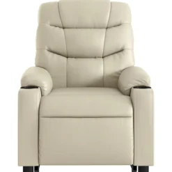 vidaXL Sillón reclinable de masaje de pie cuero artificial color Crema Discount
