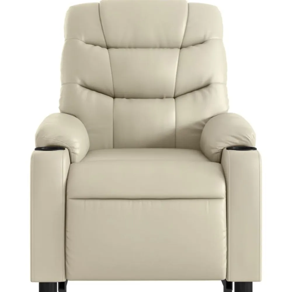 vidaXL Sillón reclinable de masaje de pie cuero artificial color Crema Discount
