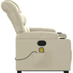 vidaXL Sillón reclinable de masaje de pie cuero artificial color Crema Discount