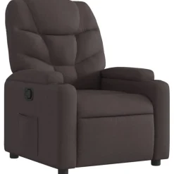 vidaXL Sillón reclinable de tela marrón oscuro Marrón oscuro Discount